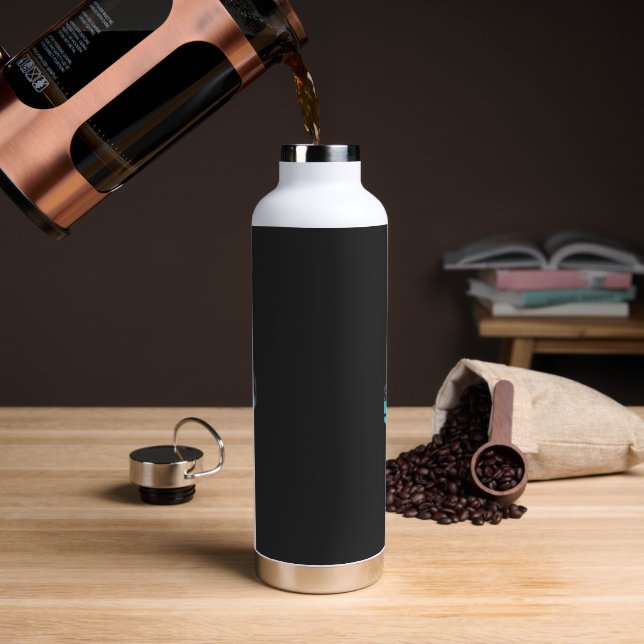 einer Silhouette eines Mannes mit Surfbrett Trinkflasche (Kaffee)