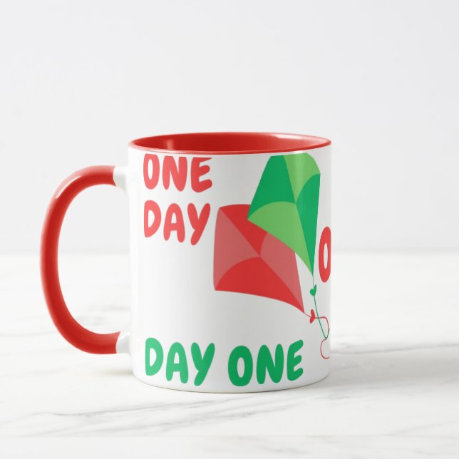 Einer Tages oder Tag Eins – Motivation  Tasse (Links)