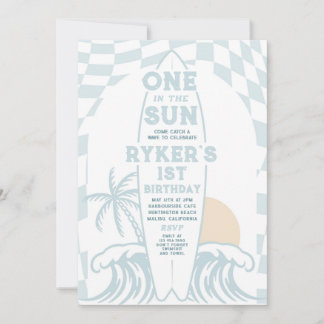 Eines im Sonnensurfbrett 1. Geburtstag Party Einladung