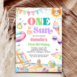 Eines im Sun Summer 1. Geburtstag Beach Party Einladung