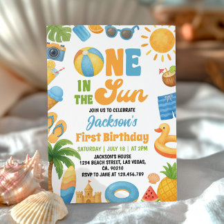 Eines in der Sonne 1. Geburtstag Sommer Party Einladung