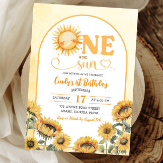 Eines in der Sonne Sommersonne ersten Geburtstag Einladung