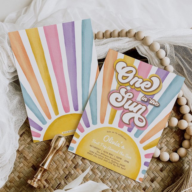 Eines in der Sun Retro Sonnenschein Mädchen 1. Geb Einladung (Von Creator hochgeladen)