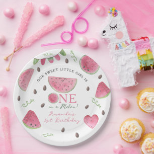 Eines in einem Melon Niedlich Watermelon Girl 1. G Pappteller