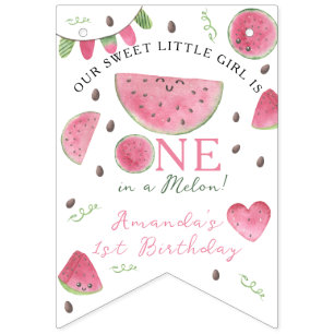 Eines in einem Melon Niedlich Watermelon Girl 1. G Wimpelkette