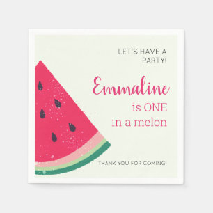Eines in einem Melon Niedliche Wassermelone zum er Serviette