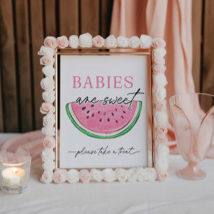 Eines in einem Melon signiert Wassermelonen Babys  Sockelschild