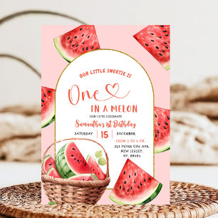 Eines in einem Melon Summer Watermelon Erster Gebu Einladung
