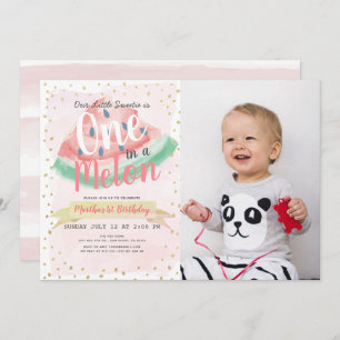 Eines in einem Melon Watermelon Girl Foto 1. Gebur Einladung
