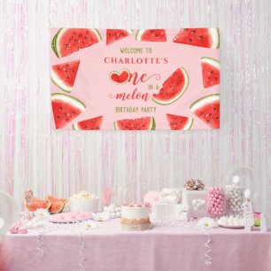 Eines in Melon Watermelon Pink Geburtstag Willkomm Banner