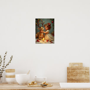 Eines Kindes fröhliches Weihnachten mit ihrem sanf Poster
