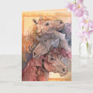 Eines mit Herd Watercolor Pferden Karte