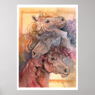 Eines mit Herd Watercolor Pferden Poster