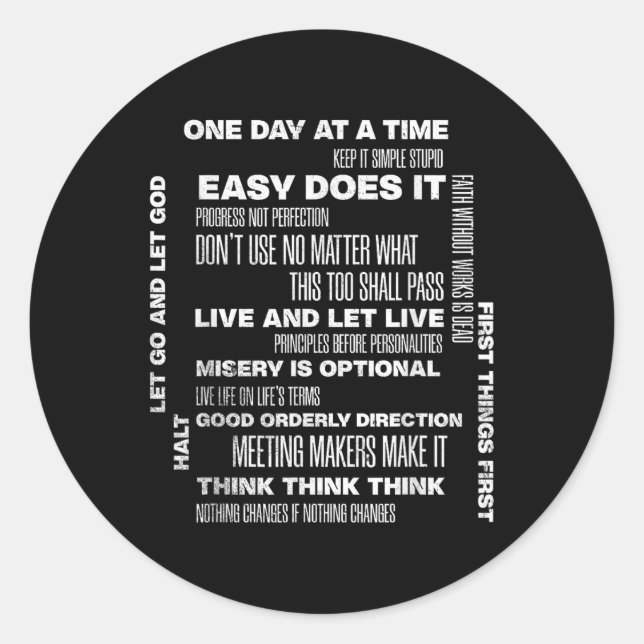 Eines Tages Inspirierte Erholung Sobriety Anni Runder Aufkleber (Vorderseite)