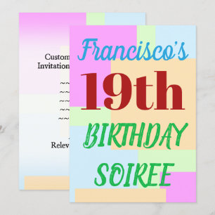 Einfach "19. BIRTHDAY SOIREE" Einladung