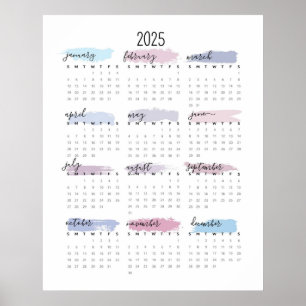 Einfach 2025 Pastellkalender Poster