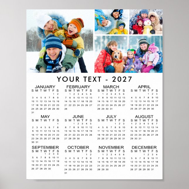 Einfach 2026 Kalender 4 Foto Collage Poster (Vorne)