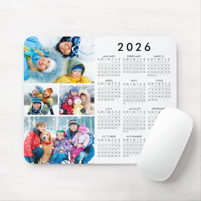 Einfach 2026 Kalender 4 FotoCollage Mousepad (Mit Mouse)