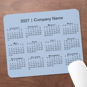 Einfach 2027 Kalender Firmenname Hellblau Mousepad