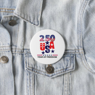 Einfach 250. US-Unabhängigkeit patriotisch 4. Juli Button
