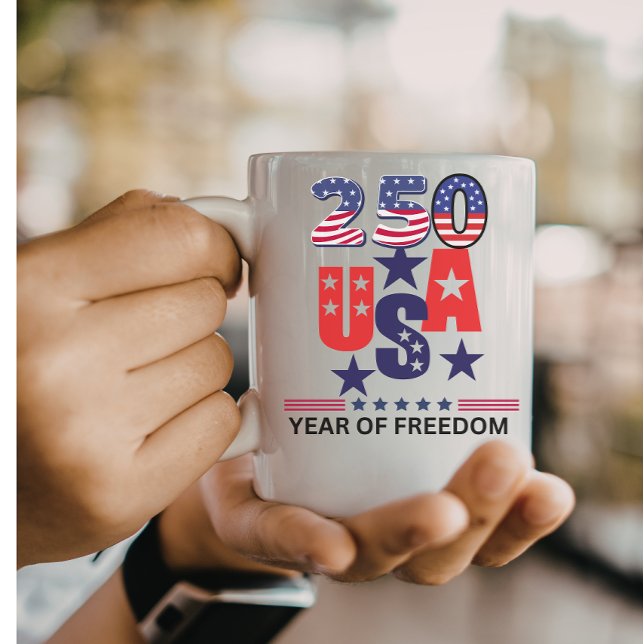 Einfach 250. US-Unabhängigkeit patriotisch 4. Juli Kaffeetasse (Von Creator hochgeladen)