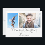 Einfach 2 Foto Collage Name Frohe Weihnachten<br><div class="desc">Einfach 2 Foto Collage Name Frohe Weihnachtskarte. Ersetzen Sie einfach die beiden Fotos mit Ihren eigenen und personalisieren Sie mit Ihrem Gruß und Namen am Ende. Frohe Weihnachten ist in einem stilvollen Set-Skript. Auch als druckbarer digitaler Download erhältlich.</div>