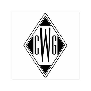 Einfach 3 Anfangsbuchstaben Monogram #5D Diamant F Permastempel