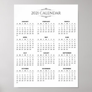Einfach aber elegant 2021 Kalender Poster