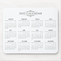 Einfach aber elegant 2022 Kalender | Mousepad
