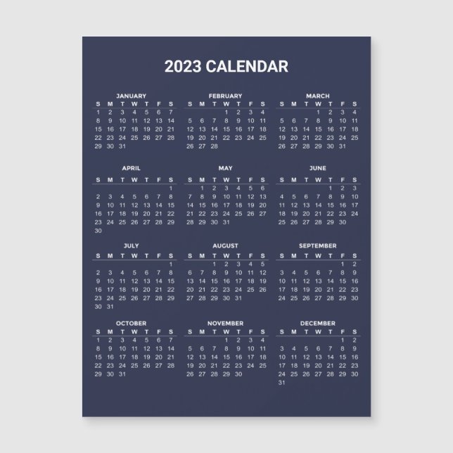 Einfach aber elegant 2023 Kalender | Magnetkarte (Vorderseite)