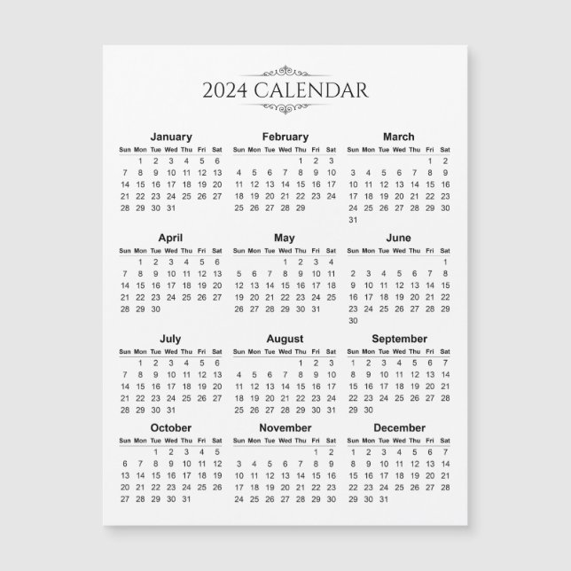 Einfach aber elegant 2024 Kalender | Magnetkarte (Vorderseite)