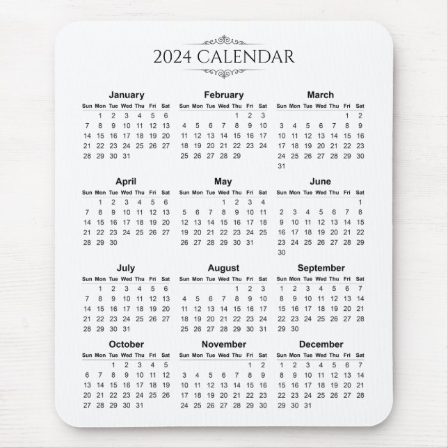 Einfach aber elegant 2024 Kalender | Mousepad (Vorne)