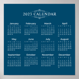 Einfach aber elegant Blue 2023 Kalender | Poster