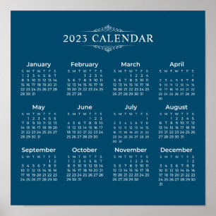 Einfach aber elegant Blue 2023 Kalender   Poster