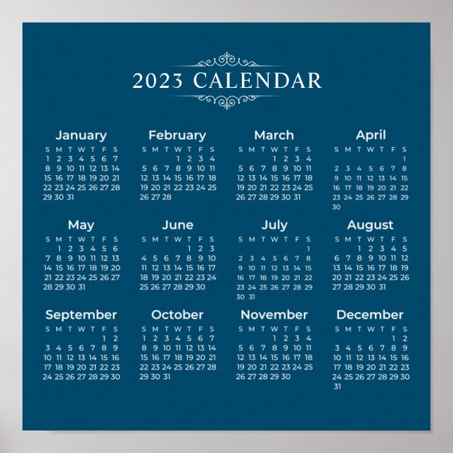 Einfach aber elegant Blue 2023 Kalender | Poster (Vorne)