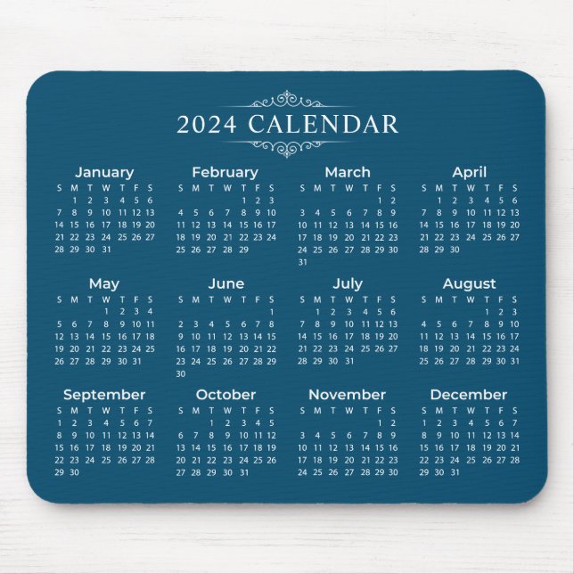 Einfach aber elegant Blue 2024 Calendar | Mousepad (Vorne)