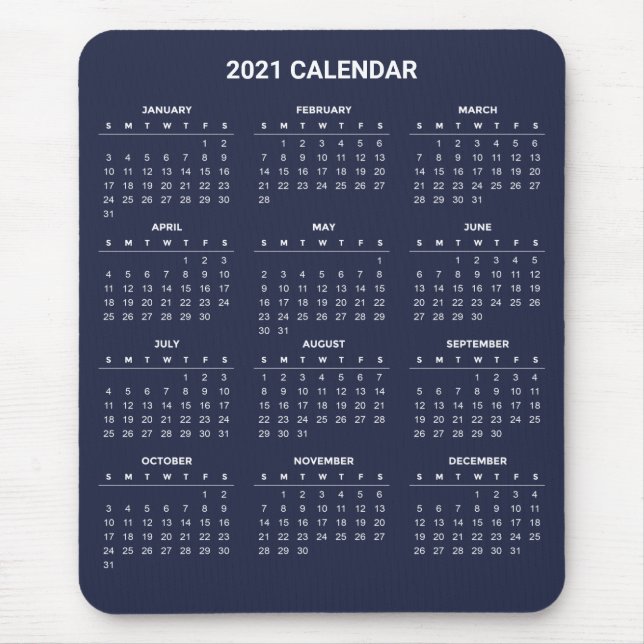 Einfach aber elegant - Kalender 2021 | Mousepad (Vorne)