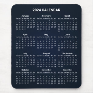 Einfach aber elegant - Kalender 2024 Mousepad