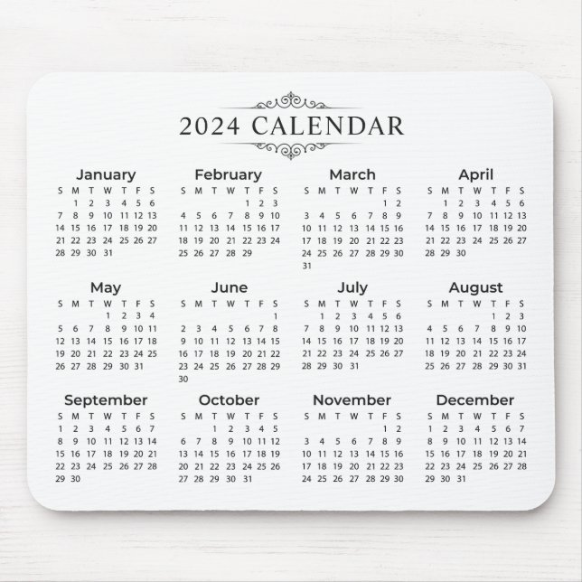 Einfach aber elegant - Kalender 2024 | Mousepad (Vorne)