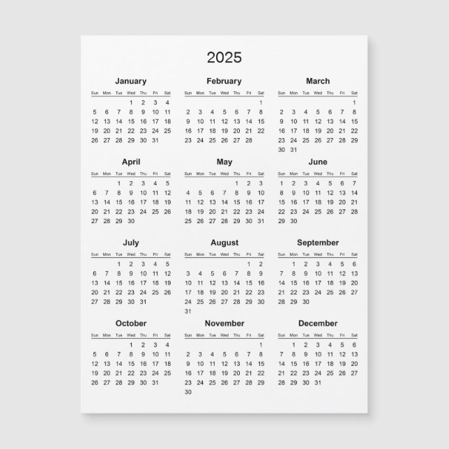 Einfach aber elegant - Kalender 2025 | Magnetkarte (Vorderseite)