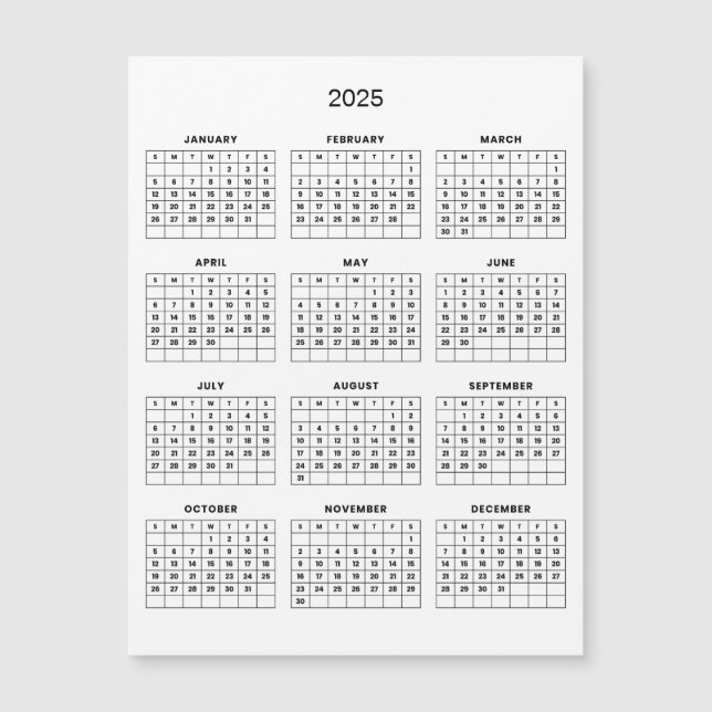 Einfach aber elegant - Kalender 2025 | Magnetkarte (Vorderseite)
