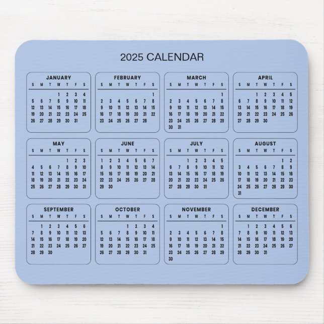 Einfach aber elegant - Kalender 2025 | Mousepad (Vorne)