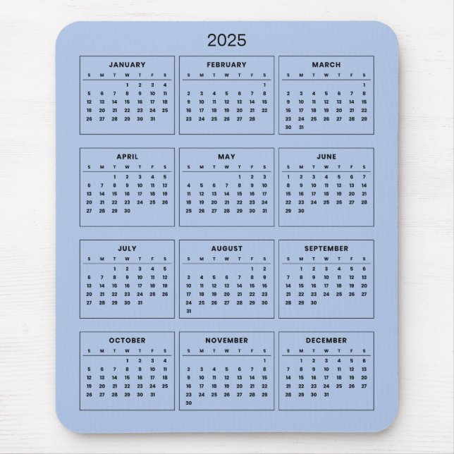 Einfach aber elegant - Kalender 2025 | Mousepad (Vorne)