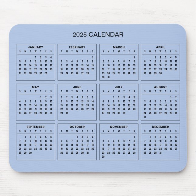Einfach aber elegant - Kalender 2025 | Mousepad (Vorne)