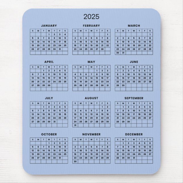 Einfach aber elegant - Kalender 2025 | Mousepad (Vorne)