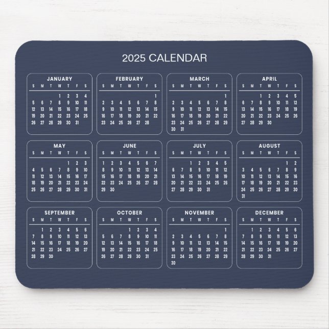 Einfach aber elegant - Kalender 2025 | Mousepad (Vorne)