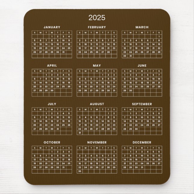 Einfach aber elegant - Kalender 2025 | Mousepad (Vorne)