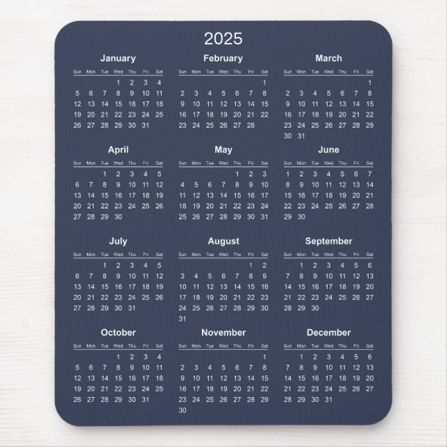 Einfach aber elegant - Kalender 2025 | Mousepad (Vorne)