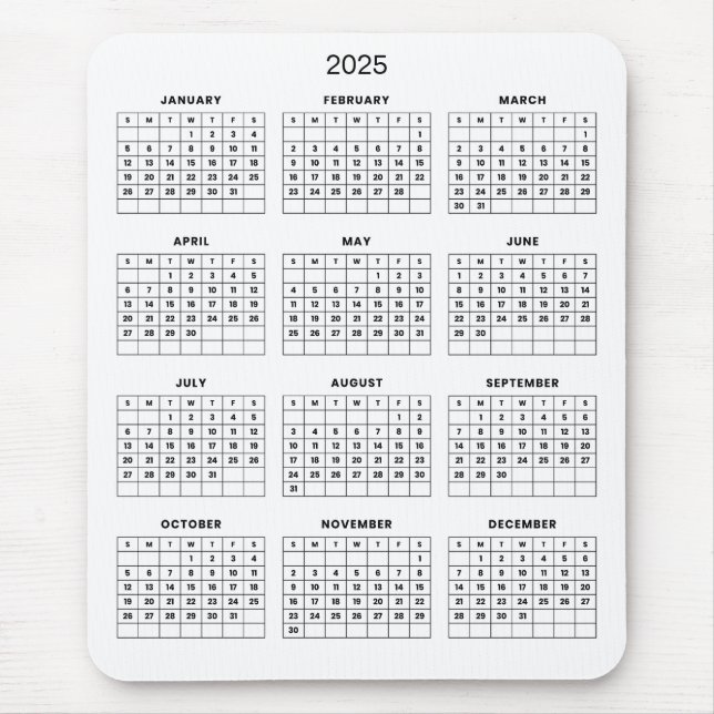 Einfach aber elegant - Kalender 2025 | Mousepad (Vorne)