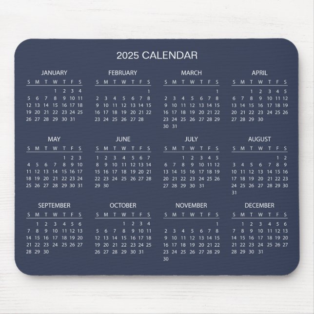 Einfach aber elegant - Kalender 2025 | Mousepad (Vorne)